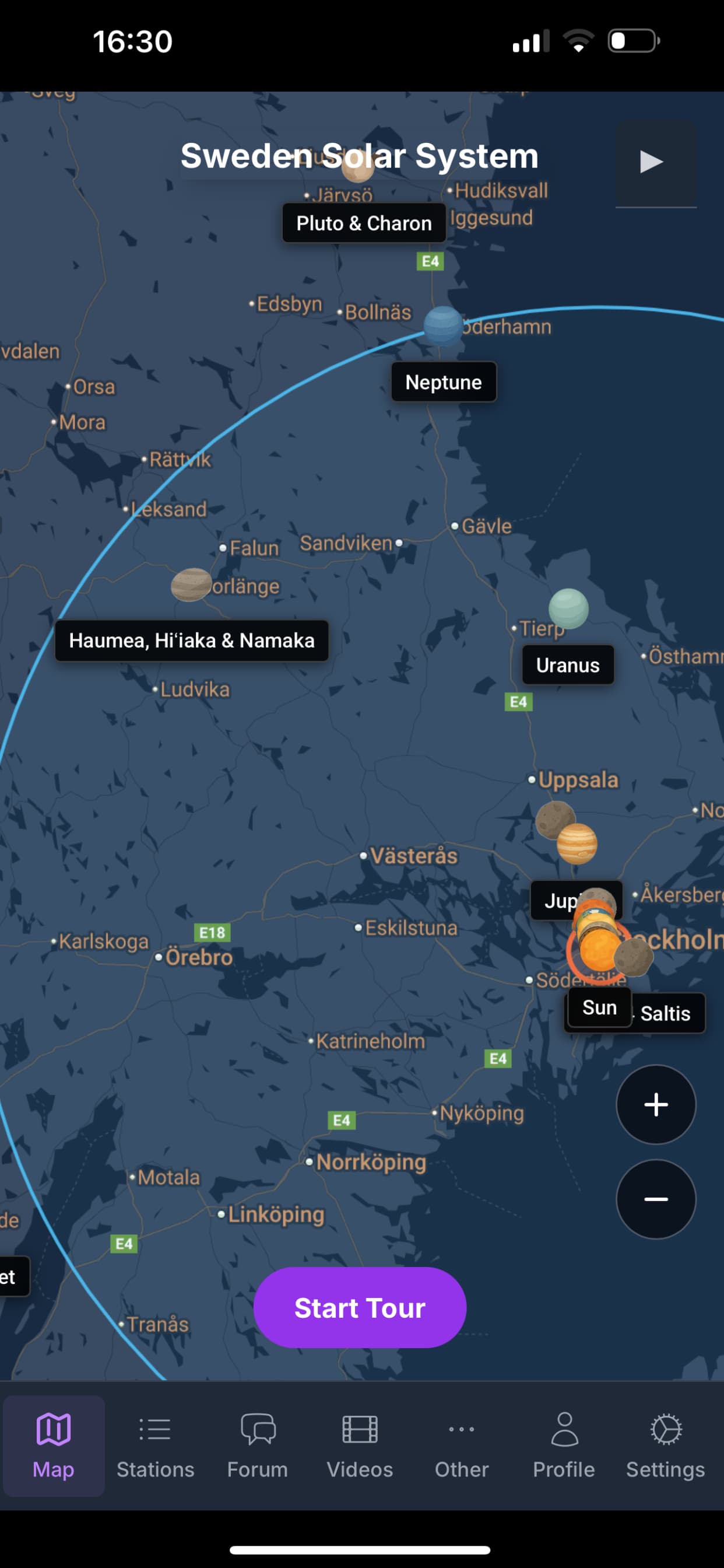 Map view of solar system